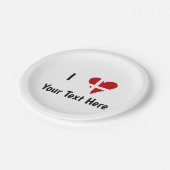 I (Funky Heart Shaped Danish Flag) Your Text ペーパープレート (アングル)