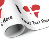I (Funky Heart Shaped Danish Flag) Your Text ラッピングペーパー (ロールコーナー)