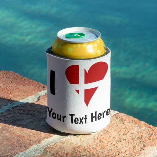 I (Funky Heart Shaped Danish Flag) Your Text 缶クーラー (インサイチュ プール)