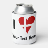 I (Funky Heart Shaped Danish Flag) Your Text 缶クーラー (缶正面)