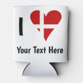 I (Funky Heart Shaped Danish Flag) Your Text 缶クーラー (正面)