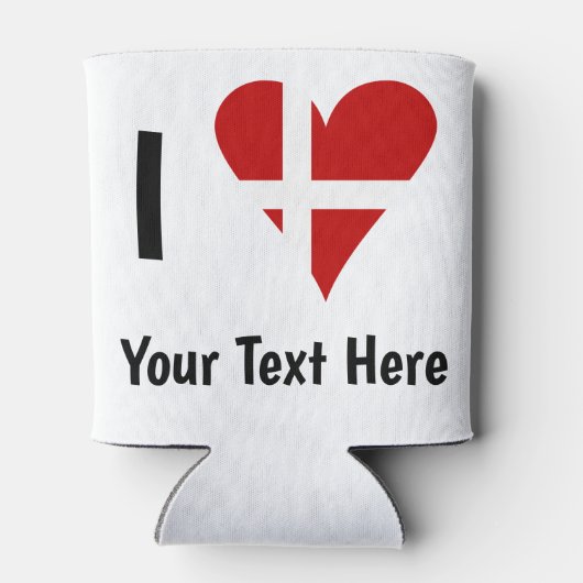 I (Funky Heart Shaped Danish Flag) Your Text 缶クーラー (裏面)