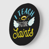 I Future 教え Saintsカトリック先生教区 ラージ壁時計 (傾斜)