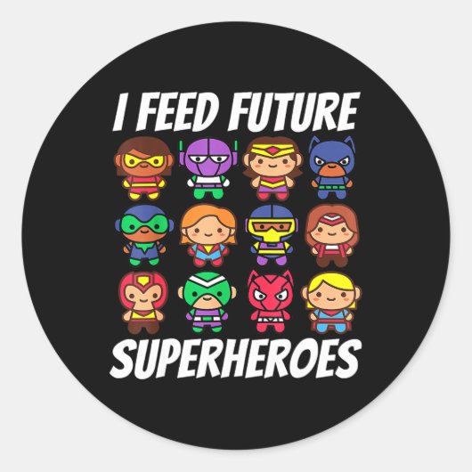 I Future 食べ物を与え Superheroes School Lunch Lady Squa ラウンドシール (正面)