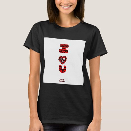 I Fuzzy U Women's Black Basic T Shirt Tシャツ (正面)