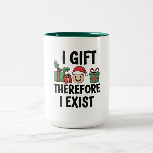 I Gift Therefore I Exist Christmas ツートーンマグカップ (中央)
