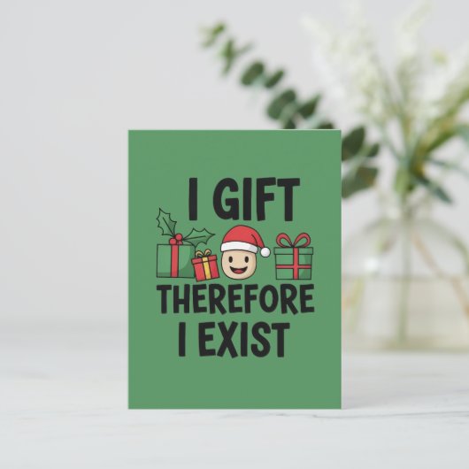 I Gift Therefore I Exist Christmas ポストカード (スタンド正面)