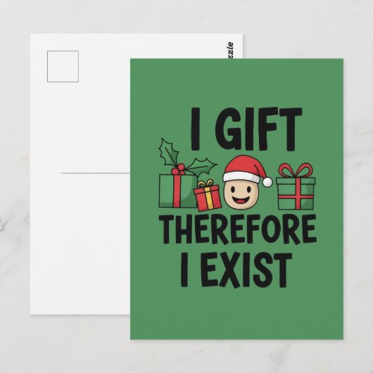 I Gift Therefore I Exist Christmas ポストカード (正面/裏面)