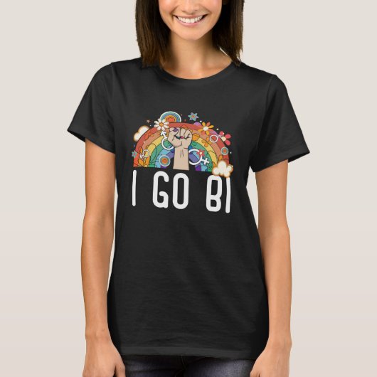 I Go Bi Bisexual RainbowプライドマーチBisexuality L Tシャツ (正面)