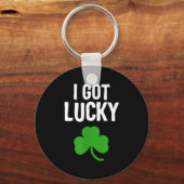 I Got Lucky Dad St Patricks Day Pregnancy Announce キーホルダー (正面)