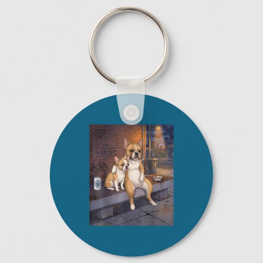 I Got That Dog In Me Funny French Bulldog Smoking  キーホルダー (正面)