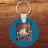 I Got That Dog In Me Funny French Bulldog Smoking  キーホルダー (正面)