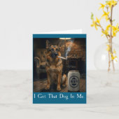 I Got That Dog In Me Funny German Shepherd Smoking カード (黄色い花)