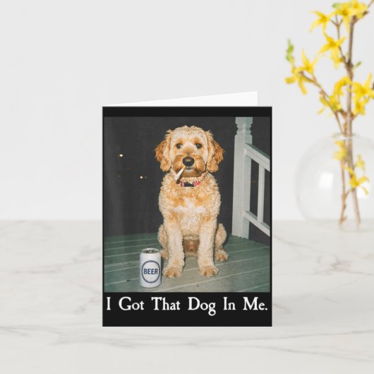 I Got That Dog In Me Funny Golden Doodle Smoking B カード (黄色い花)