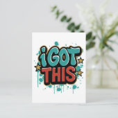 I GOT THIS Graffiti Style Motivational Typography  ポストカード (スタンド正面)
