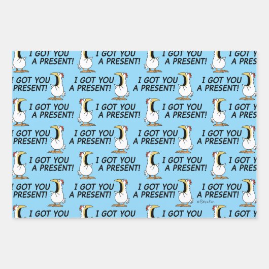 I GOT YOU A PRESENT! shouty chicken ラッピングペーパーシート (正面3)
