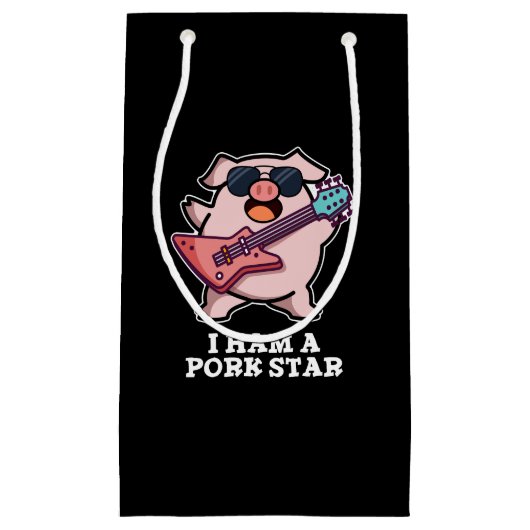 I Ham Aポークスターおもしろいロックスター豚プンダークBG スモールペーパーバッグ (正面)