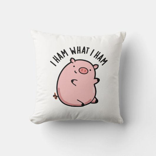 I Ham What I Ham おもしろい Pig Pun クッション (正面)