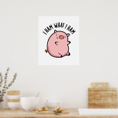 I Ham What I Ham おもしろい Pig Pun ポスター (キッチン)