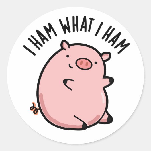 I Ham What I Ham おもしろい Pig Pun ラウンドシール (正面)