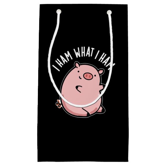 I Ham What I Ham Pig おもしろい Pun Dark BG スモールペーパーバッグ (正面)