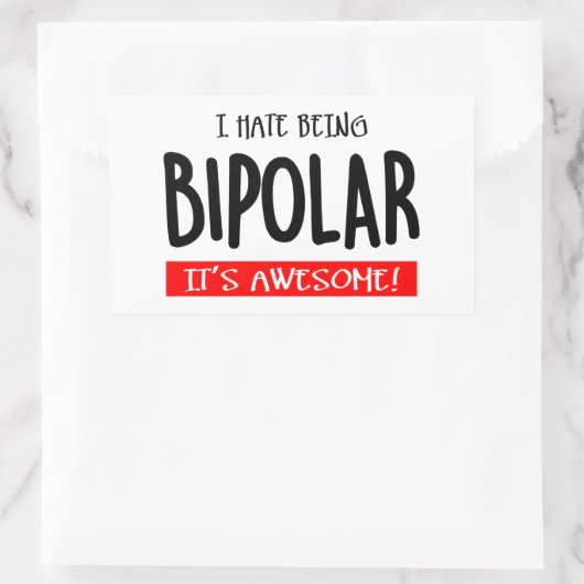 I hate being bipolar 長方形シール (バッグ)
