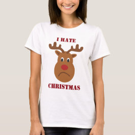 I hate Christmas sad reindeer Tシャツ
