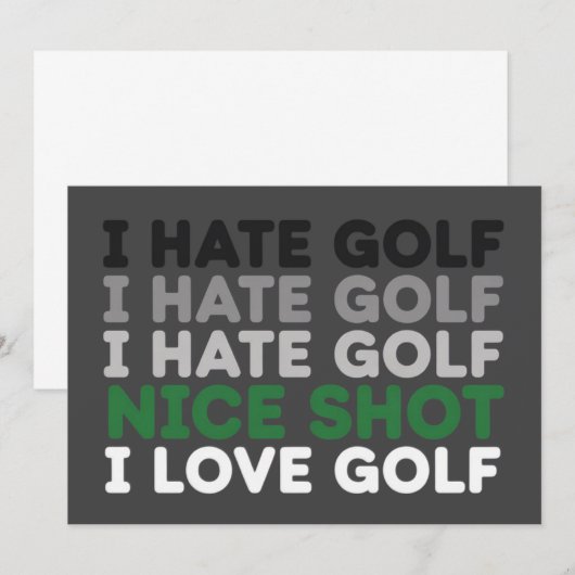 I Hate Golf Nice Shot I Love Golf Golfing Lover  招待状 (正面/裏面)