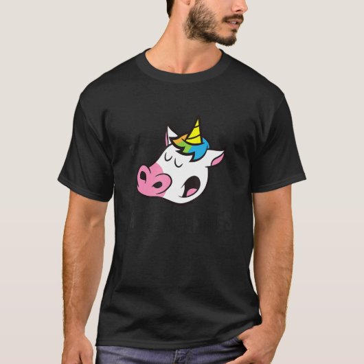 I Hate Mornings Sleeping Unicorn Tシャツ (正面)
