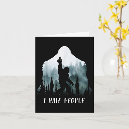 I Hate People Bigfoot Funny Bigfoot Camping Gift  カード (黄色い花)