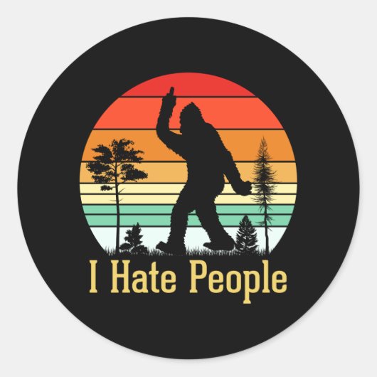 I Hate People | Bigfoot Retro ラウンドシール (正面)