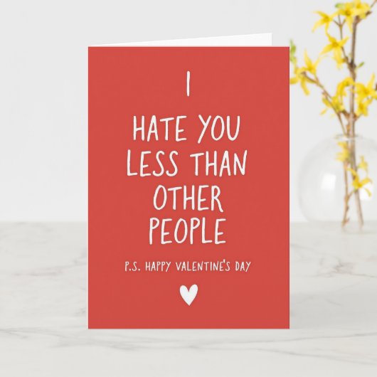 I Hate You Less Funny Valentine Card カード (黄色い花)