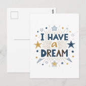I Have a Dream Starburst Typography Art ポストカード (正面/裏面)