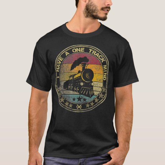 I Have A One Track Mind Train Retro Engine Model Tシャツ (正面)