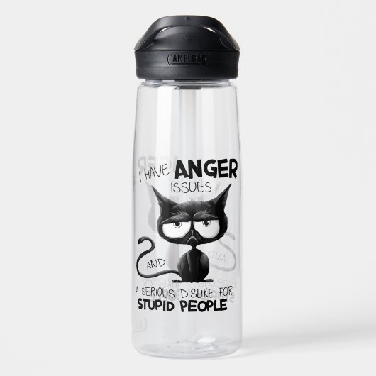 I Have Anger Issues Funny Cat Lover Gift  ウォーターボトル (背面)
