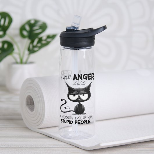 I Have Anger Issues Funny Cat Lover Gift ウォーターボトル (ヨガ (回転後))