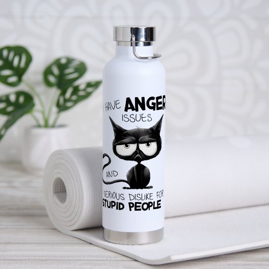I Have Anger Issues Funny Cat Lover Gift ウォーターボトル (ヨガ (回転後))