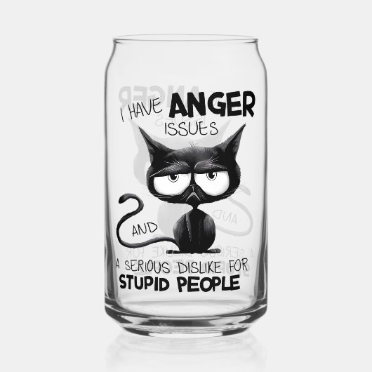I Have Anger Issues Funny Cat Lover Gift  ガラス缶 (正面)