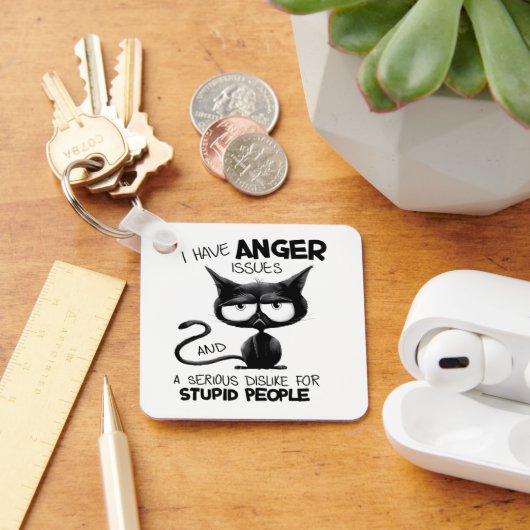 I Have Anger Issues Funny Cat Lover Gift キーホルダー (デスク)