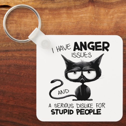I Have Anger Issues Funny Cat Lover Gift キーホルダー (正面)
