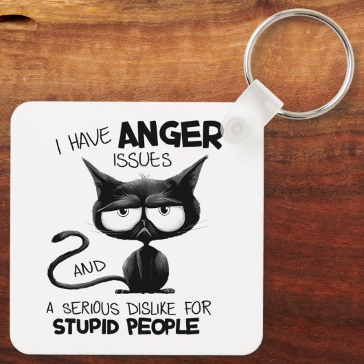 I Have Anger Issues Funny Cat Lover Gift  キーホルダー (裏面)