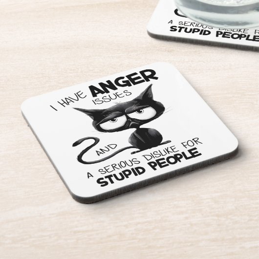 I Have Anger Issues Funny Cat Lover Gift  コースター (左側)
