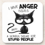 I Have Anger Issues Funny Cat Lover Gift  コースター (正面)