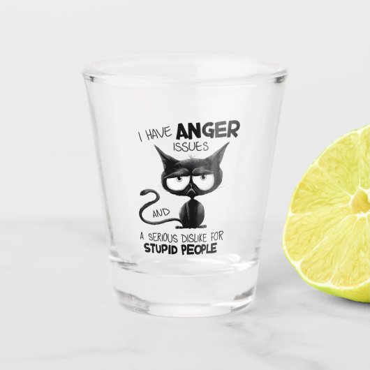 I Have Anger Issues Funny Cat Lover Gift  ショットグラス (正面)