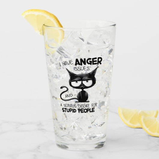 I Have Anger Issues Funny Cat Lover Gift  タンブラーグラス (アイス正面)