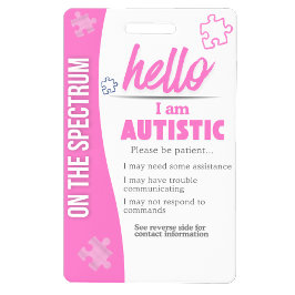 I Have Autism ID Personalized Autistic ID Badge バッジ