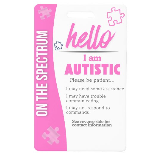 I Have Autism ID Personalized Autistic ID Badge バッジ