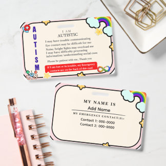 I Have Autism ID Personalized Autistic Name Badge バッジ