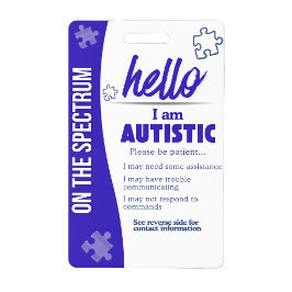 I Have Autism ID Personalized Autistic Name Badge バッジ