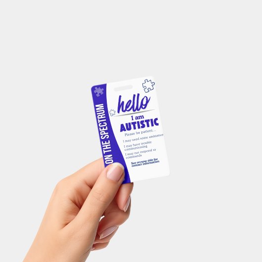 I Have Autism ID Personalized Autistic Name Badge バッジ (手持ち)